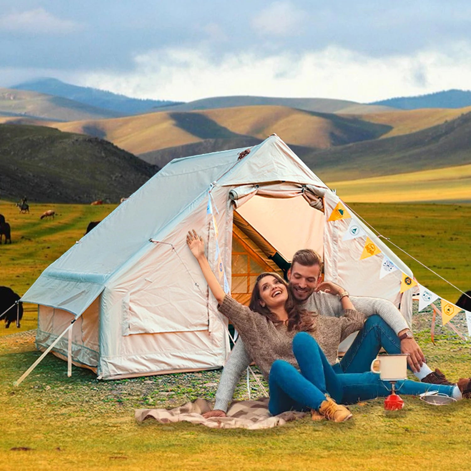 Inflatable Camping Tent – Large & Easy Setup (4–6 Person)