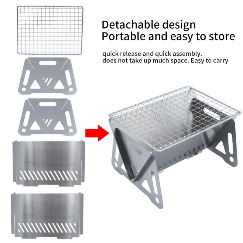 GrillForge™ – Foldable Stainless Steel Charcoal Grill for Outdoor Adventures