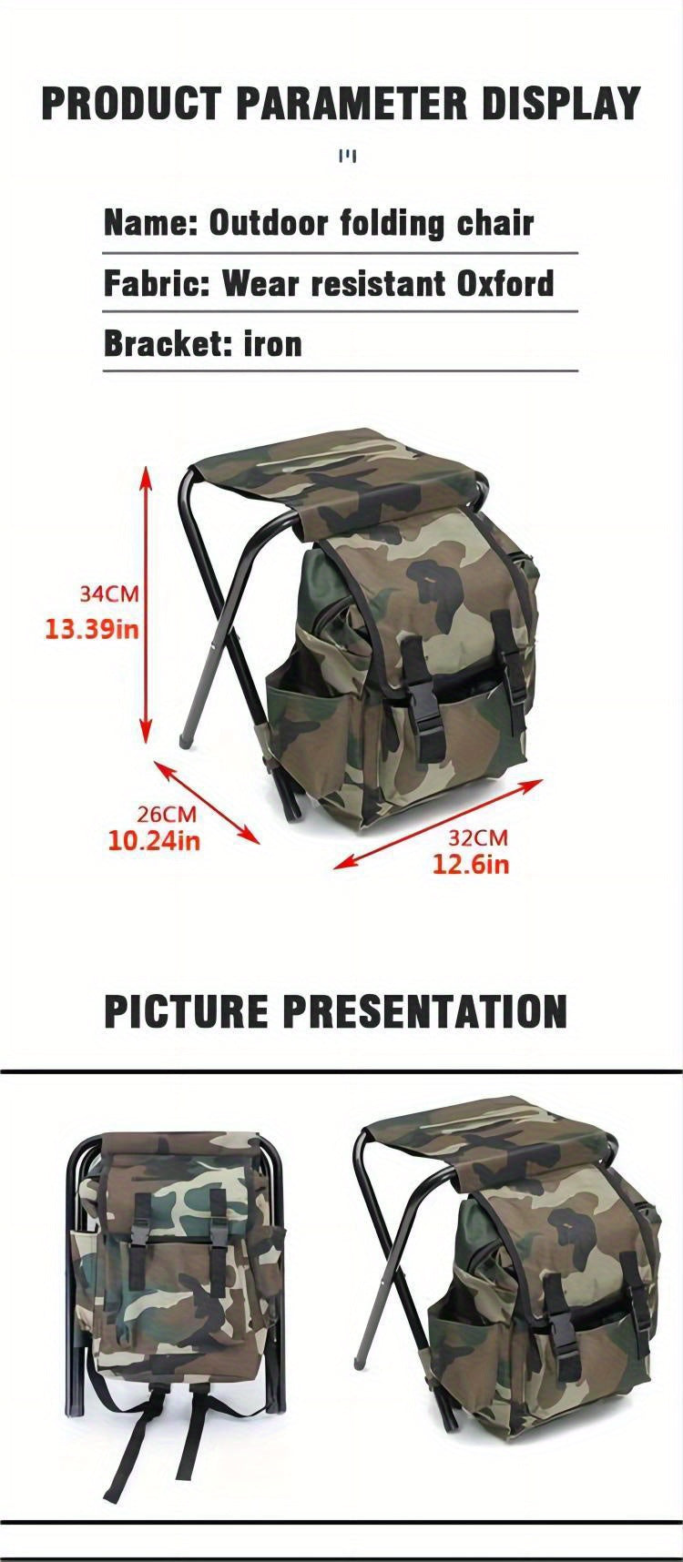 Folding Camping Chair with Backpacking Bag