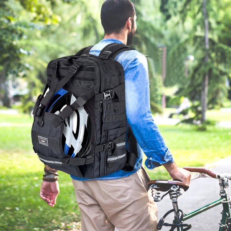 Motorcycle Helmet Backpack Waterproof Large Capacity for Riders Military Molle Systerm Riding Hiking Camping Cycling Accessories