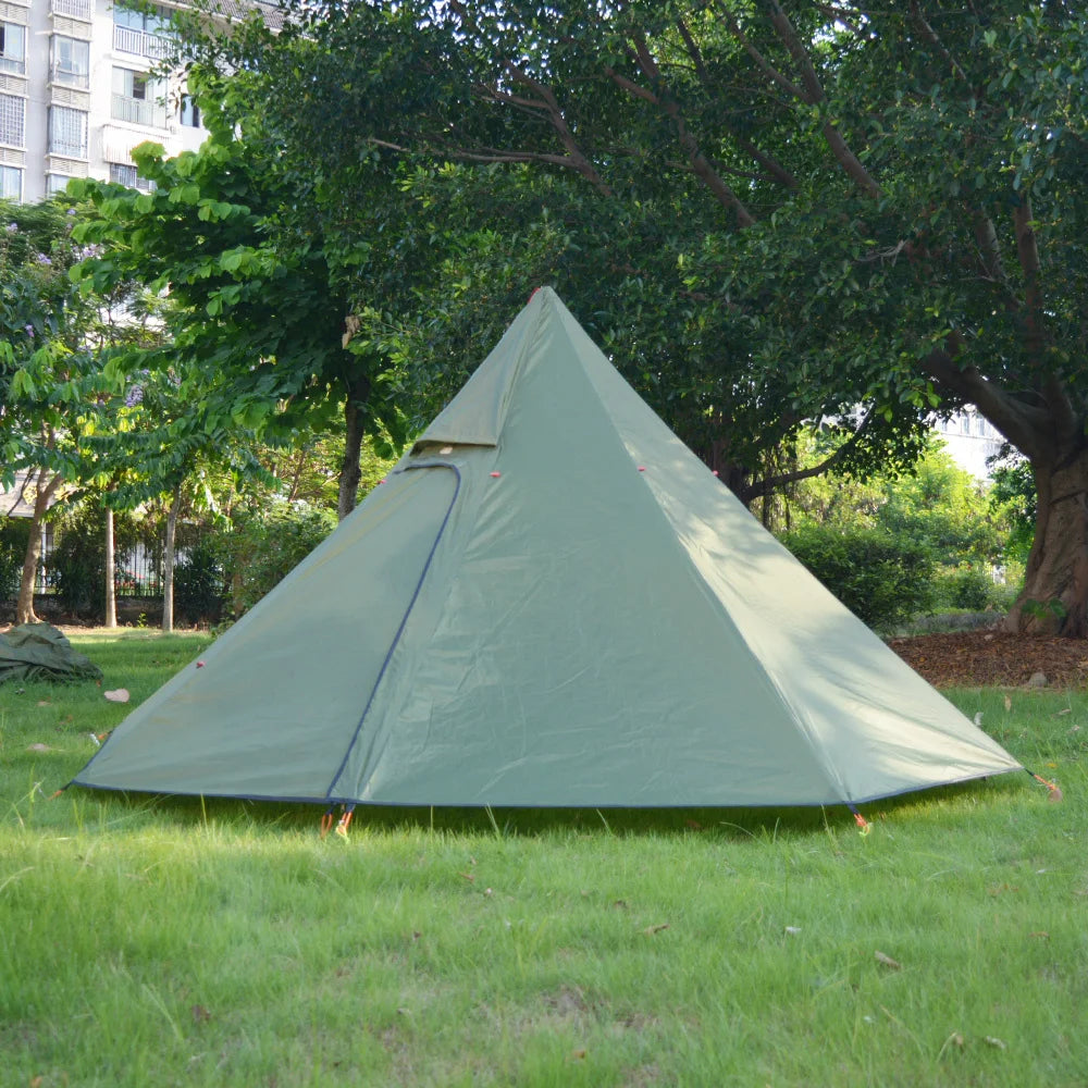 AeroPeak Silnylon Pyramid Tent – Ultralight Rodless Shelter for 3–4 People