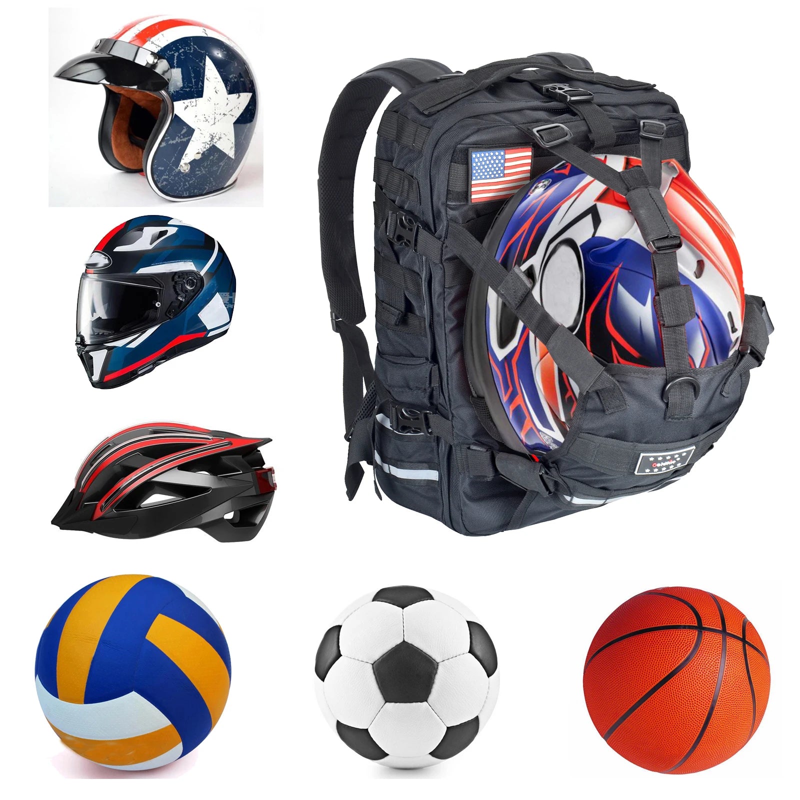 Motorcycle Helmet Backpack Waterproof Large Capacity for Riders Military Molle Systerm Riding Hiking Camping Cycling Accessories