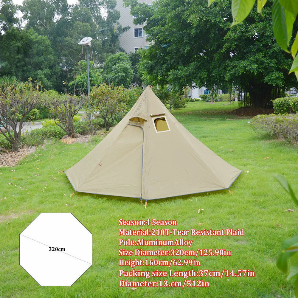 AeroPeak Silnylon Pyramid Tent – Ultralight Rodless Shelter for 3–4 People