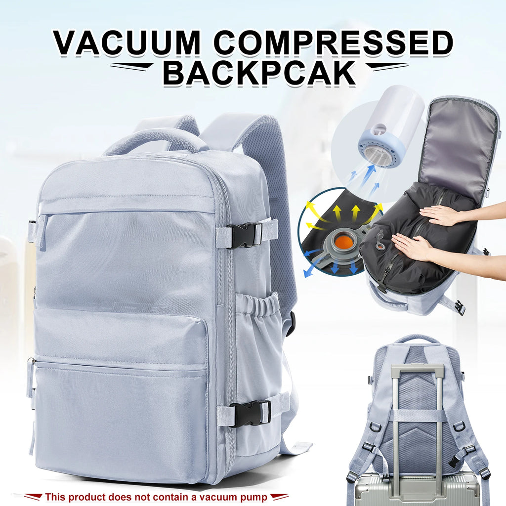 Camping Vacuum Travel Backpack For Women Men，Student Travel Cabin Vacuum Compression Backpack, 15.6 in laptop backpack Schoolbag