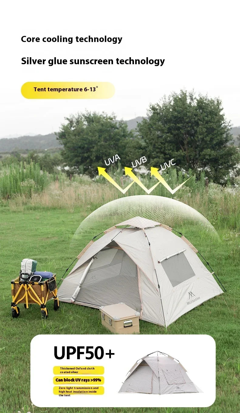 MOUNTAINHIKER Outdoor Tent – Fully Automatic, Quick-Opening, Rainproof & Sun-Resistant (3-4 Person)