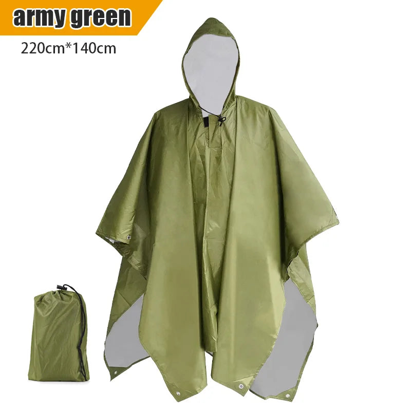 3-in-1 Multifunctional Raincoat – Waterproof Poncho, Jacket & Tent Mat