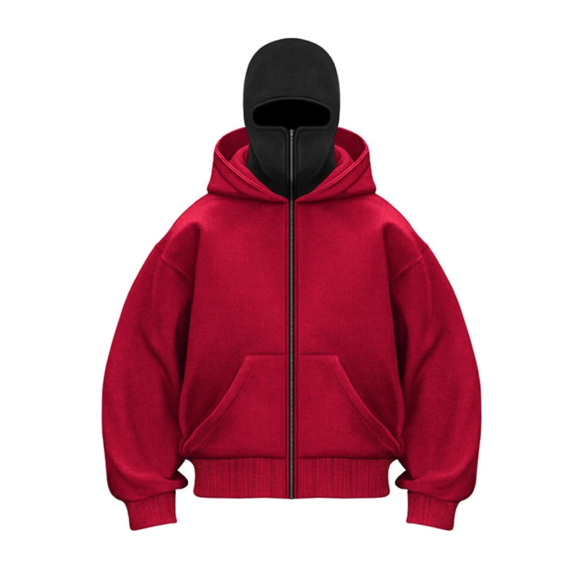 ShadowNinja – Y2K Gothic Double-Hood Winter Hoodie