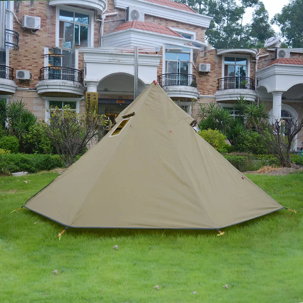 AeroPeak Silnylon Pyramid Tent – Ultralight Rodless Shelter for 3–4 People