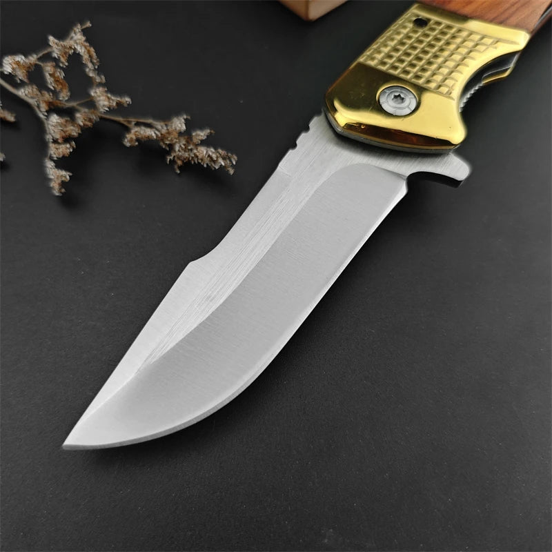Camping DA96 Folding Knife Fishing Fruit Knife Brass+Colorful Wood Handle Hunting Self Defense Rescue EDC Folding Knife