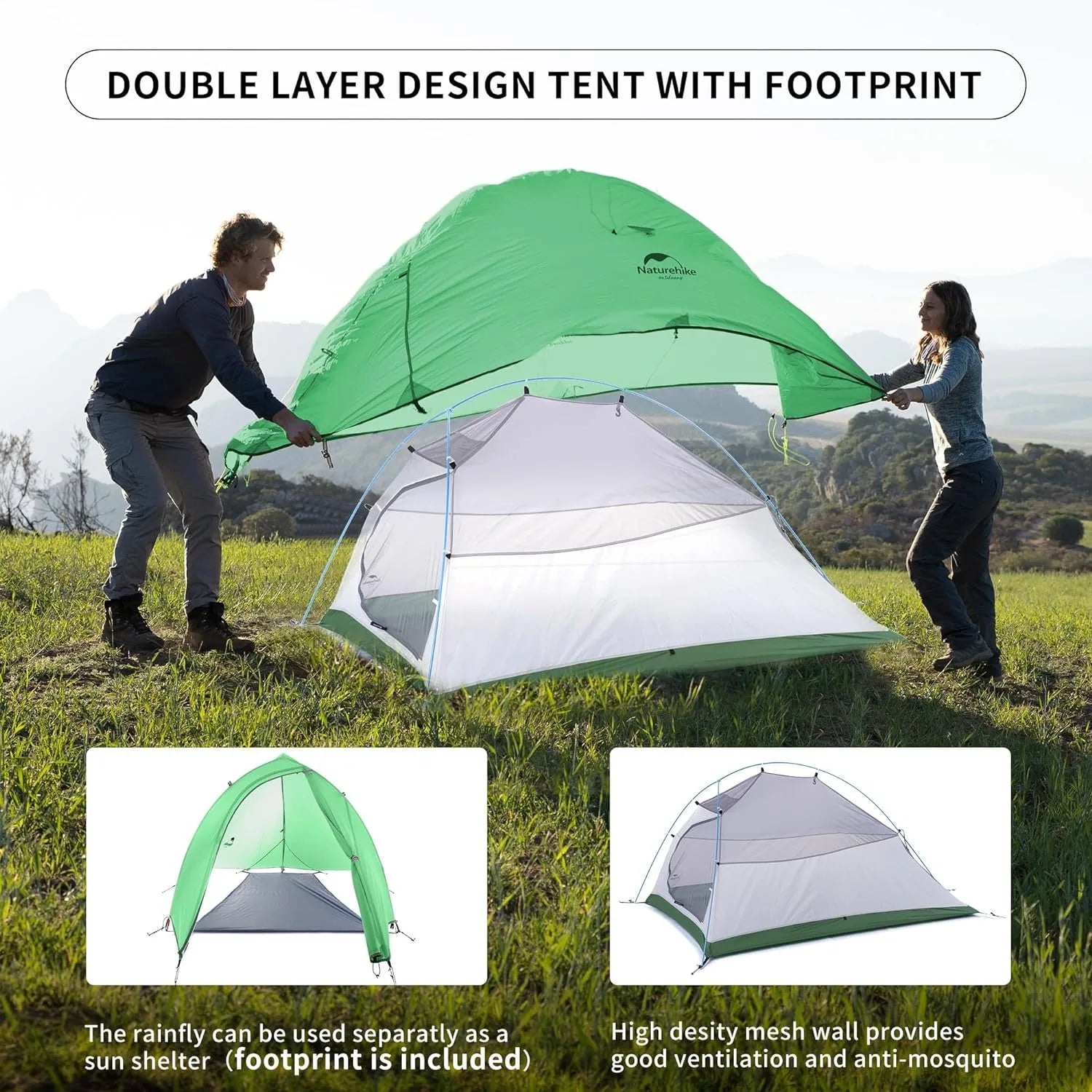 Naturehike Cloud Up – Ultralight 2-Person Camping Tent | Waterproof & Easy Setup