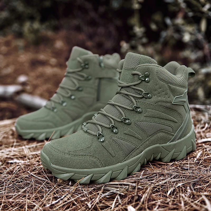 Men’s Tactical Hiking Boots – Military-Style Outdoor Boots with Side Zippers