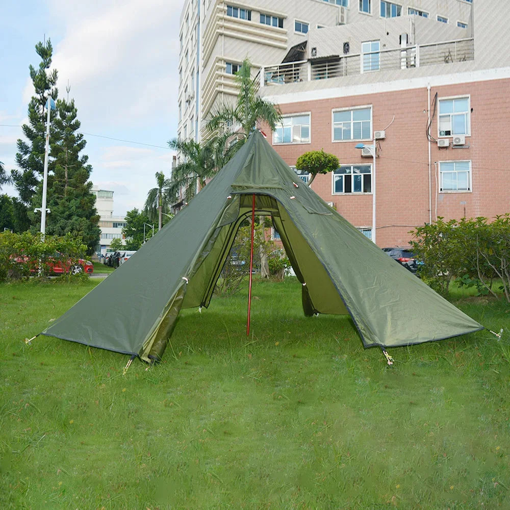 AeroPeak Silnylon Pyramid Tent – Ultralight Rodless Shelter for 3–4 People