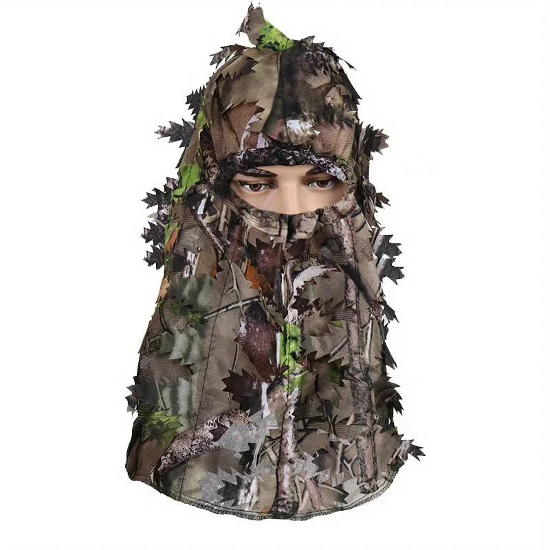1pc 3D Camouflage Leafy Hat & Full Face Mask – Turkey Camo Hunting Gear
