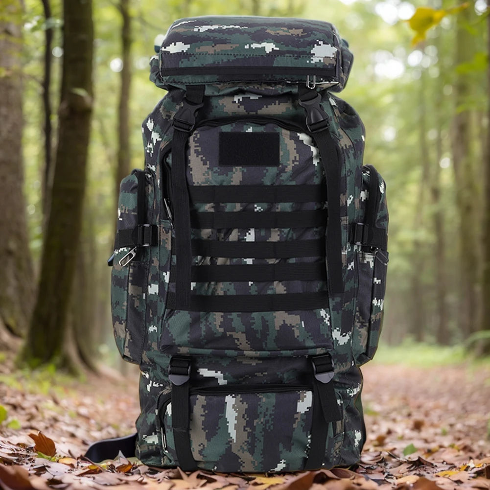80L Mountaineering Backpack – 600D Oxford Cloth Trekking Rucksack with Multiple Pockets