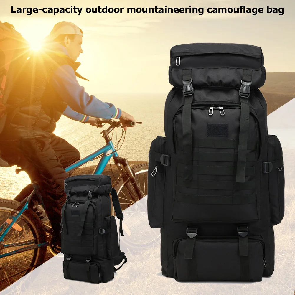 80L Mountaineering Backpack – Large Capacity Waterproof Military Hiking Bag for Men