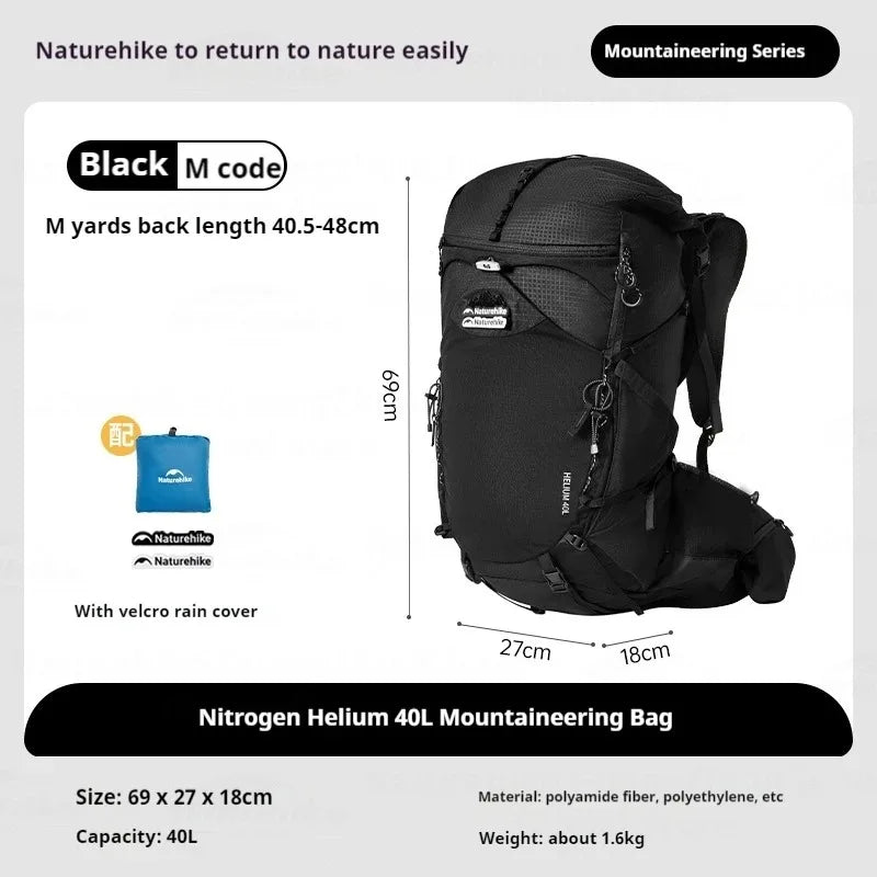 Naturehike 40L Ergonomic Camping Backpack Large Capacity Men's Hiking Backpack with Rain Cover Outdoor Travel Hiking Backpack