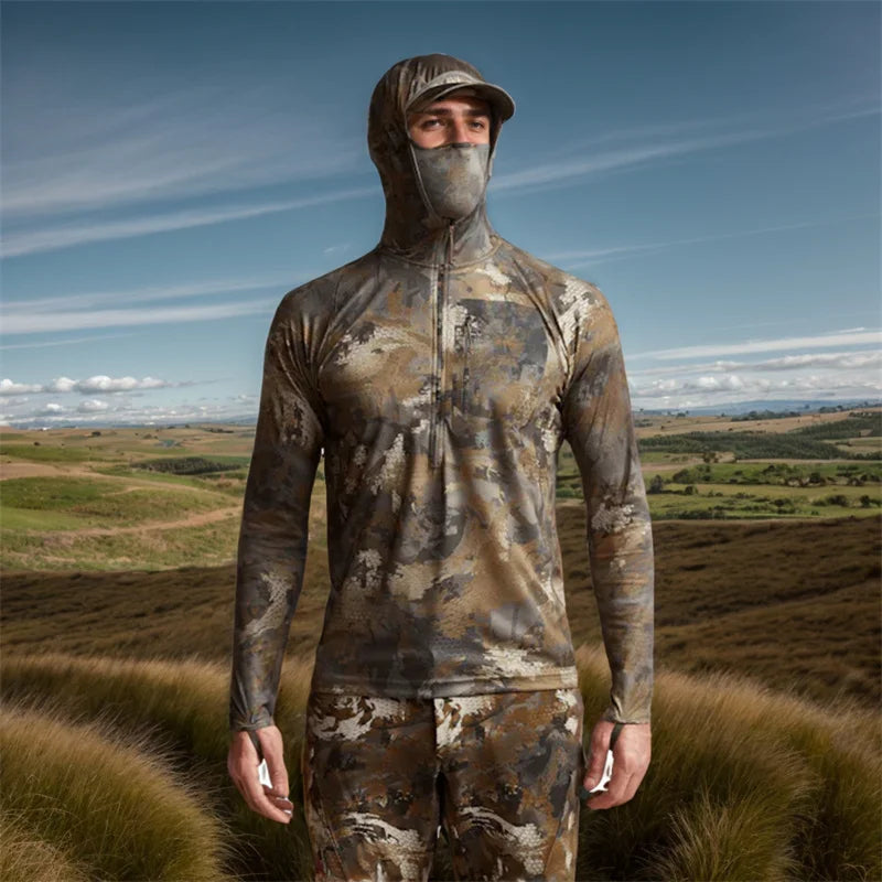 Ainfad Core Lightweight Camouflage Hoodie – Mask Pullover for Hunting & Fishing