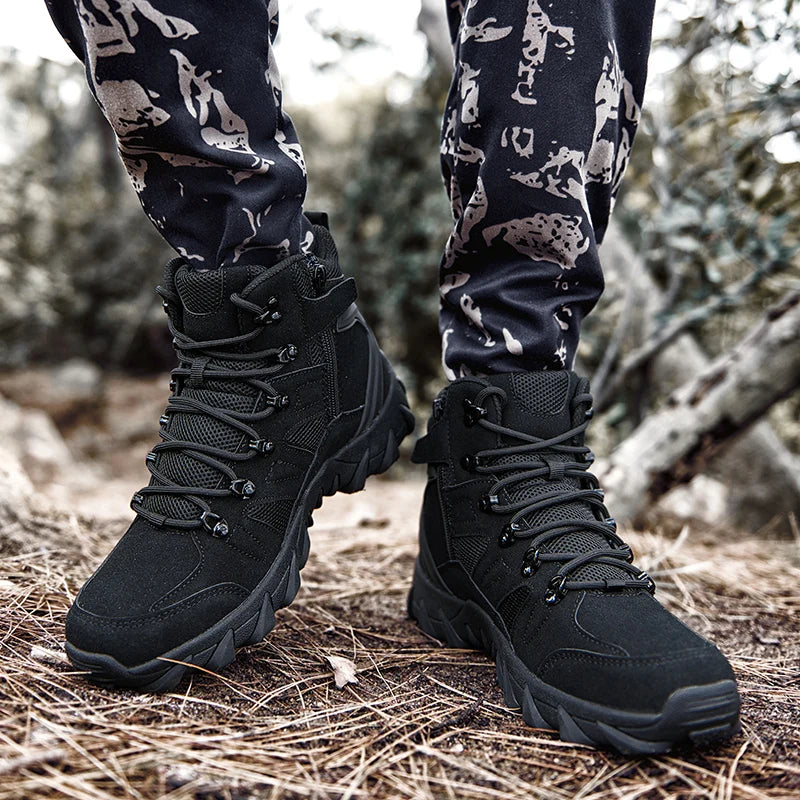 Men’s Tactical Hiking Boots – Military-Style Outdoor Boots with Side Zippers