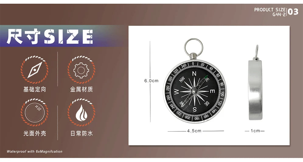 Outdoor Mountaineering Compass, Survival Equipment, Multifunctional Nautical Compass, Wild Survival Portable Compass