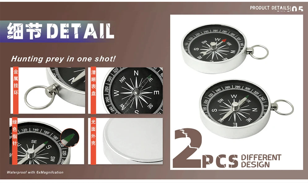 Outdoor Mountaineering Compass, Survival Equipment, Multifunctional Nautical Compass, Wild Survival Portable Compass