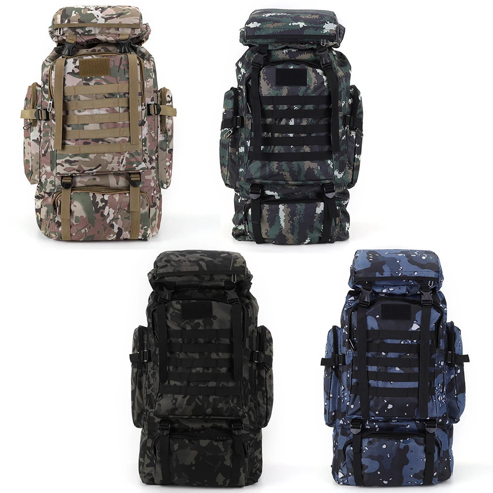80L Mountaineering Backpack – 600D Oxford Cloth Trekking Rucksack with Multiple Pockets