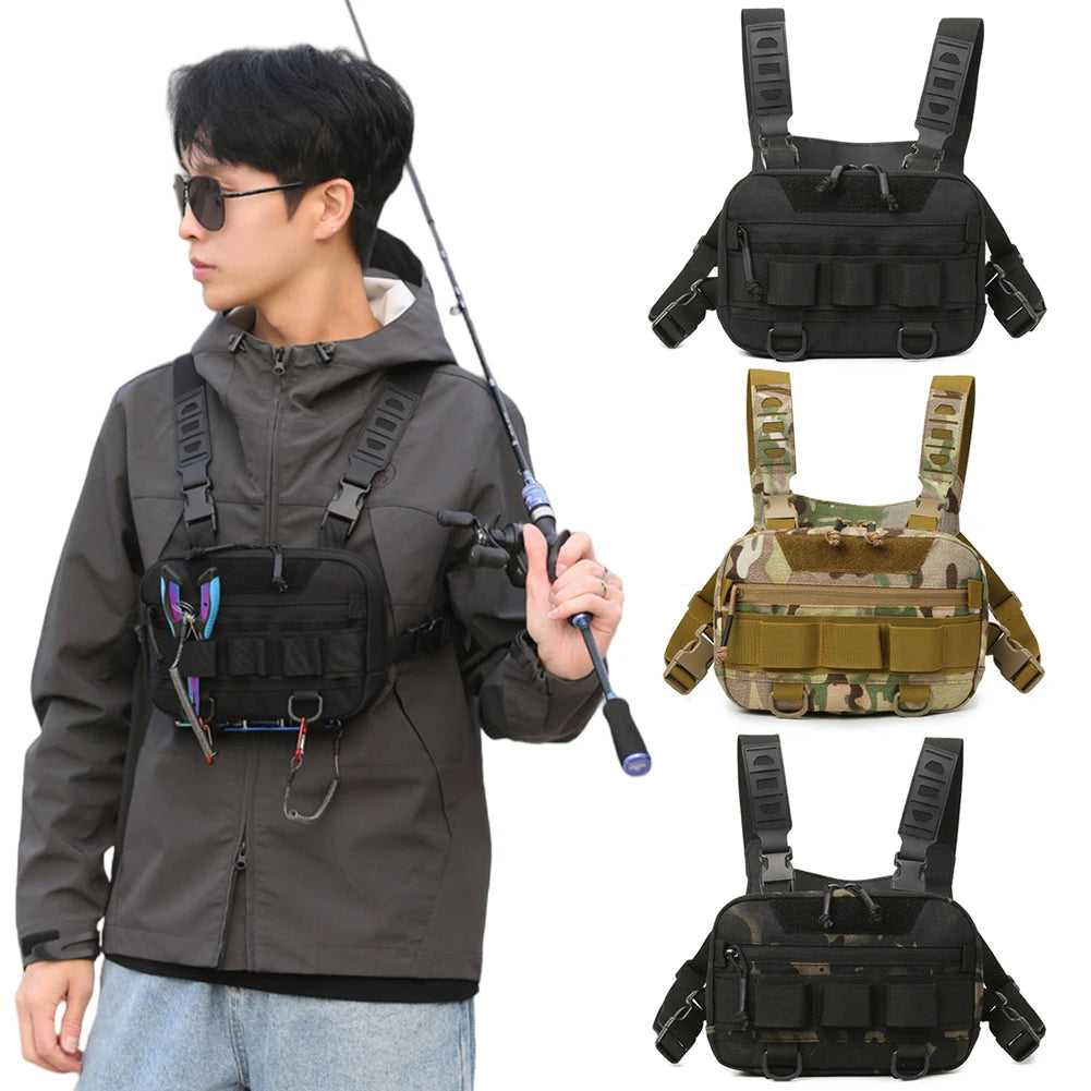 Fishing Chest Bag with Adjustable Straps Climbing Camping Backpack Large Capacity Travel Vest Backpack Outdoor Cycling Bag