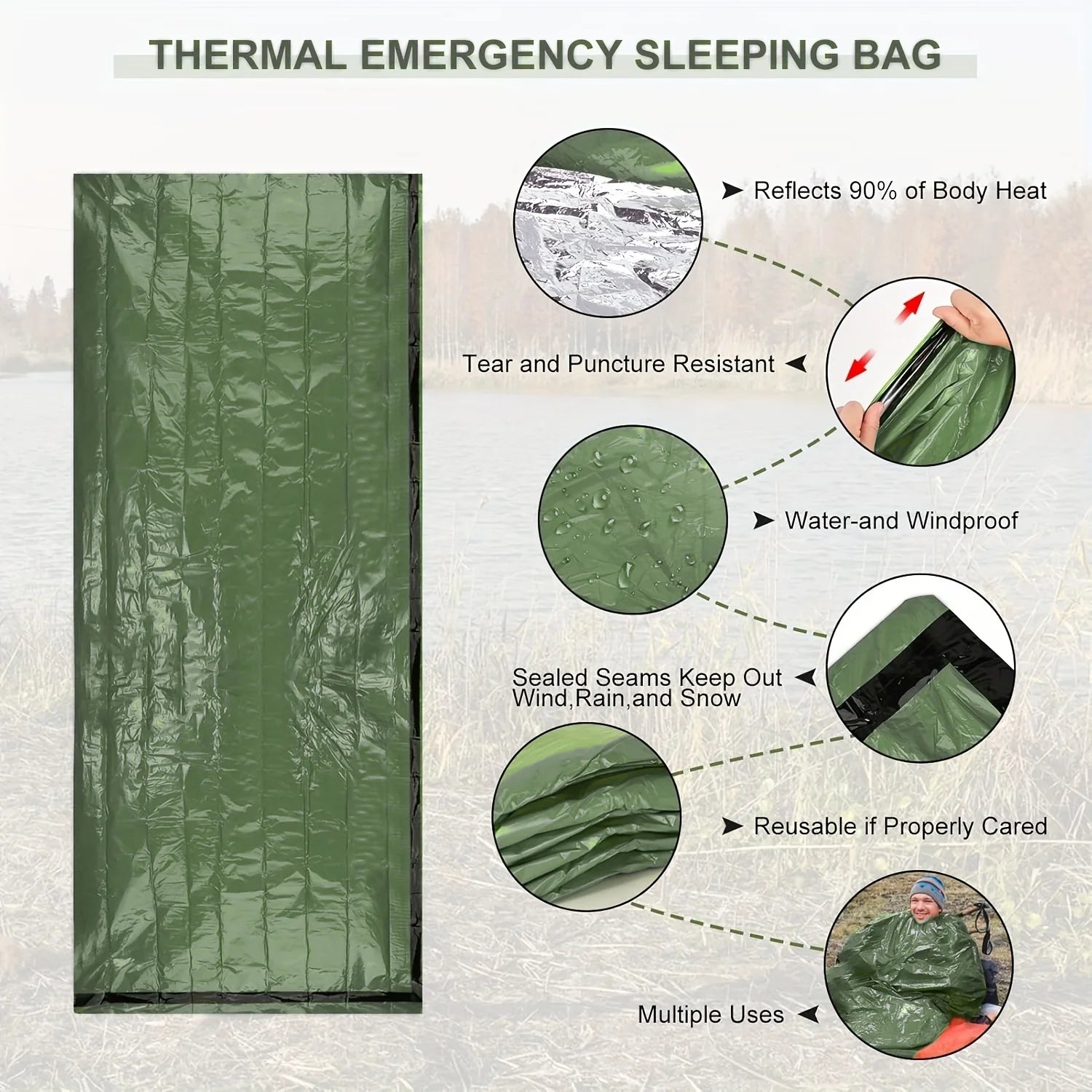 Survival Duo – Portable Thermal Sleeping Bags (2 pcs)