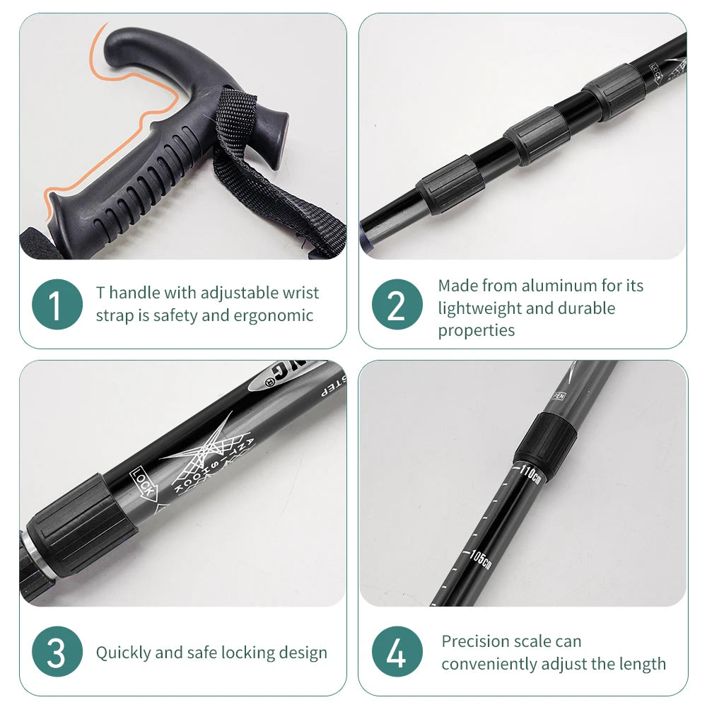 IronClimb™ 4-Section Folding Trekking Pole – Built to Pack. Ready to Rise.