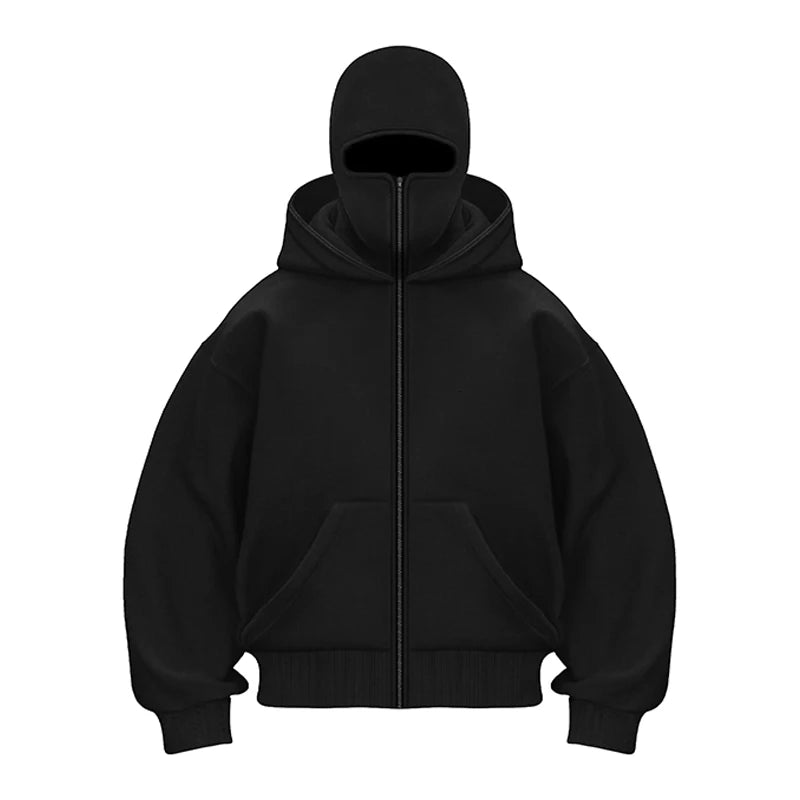ShadowNinja – Y2K Gothic Double-Hood Winter Hoodie