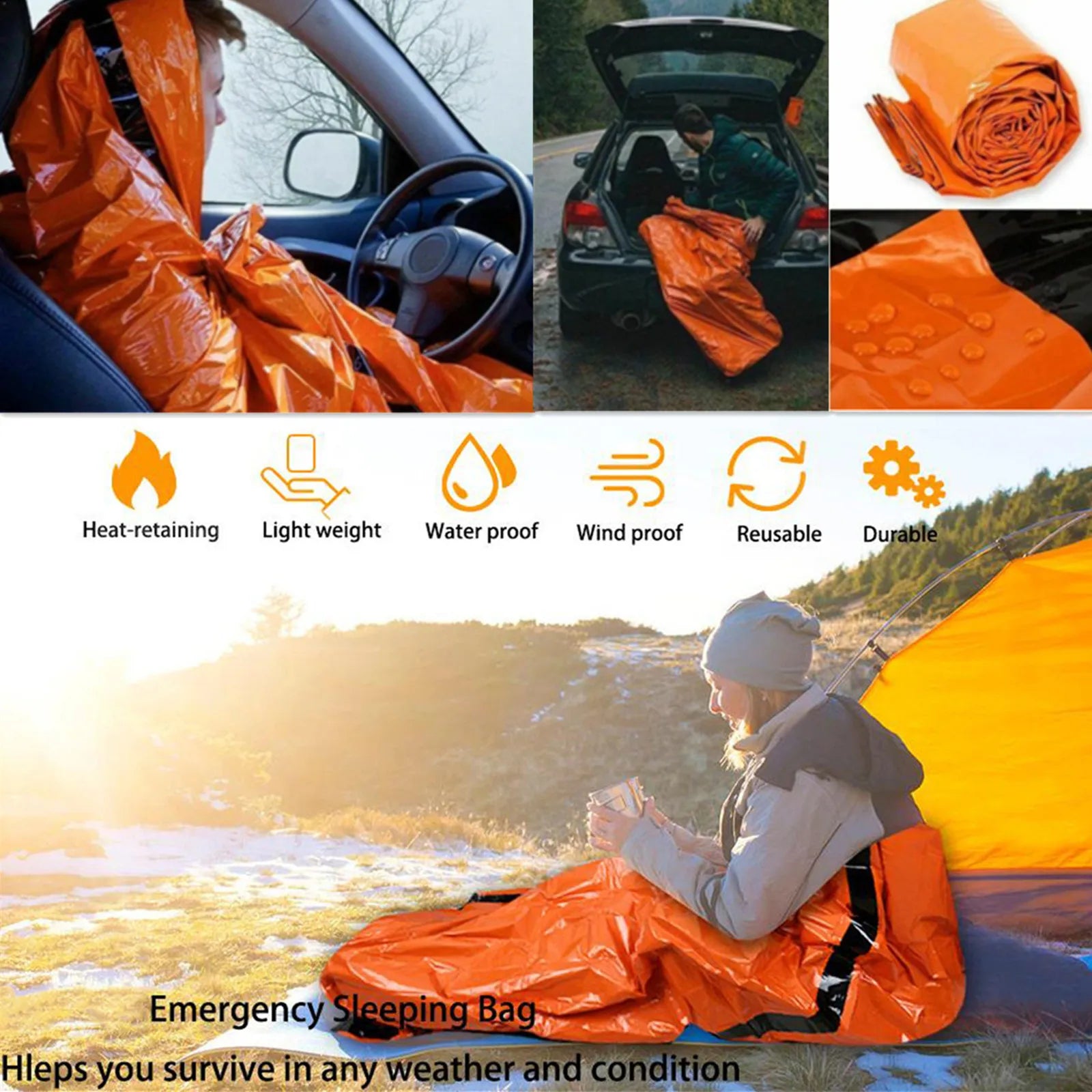 Survival Duo – Portable Thermal Sleeping Bags (2 pcs)