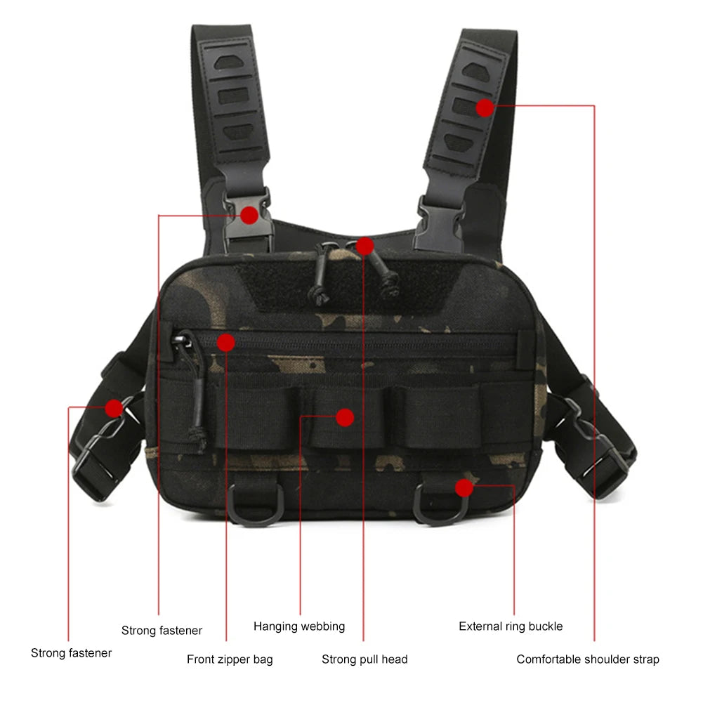 Fishing Chest Bag with Adjustable Straps Climbing Camping Backpack Large Capacity Travel Vest Backpack Outdoor Cycling Bag