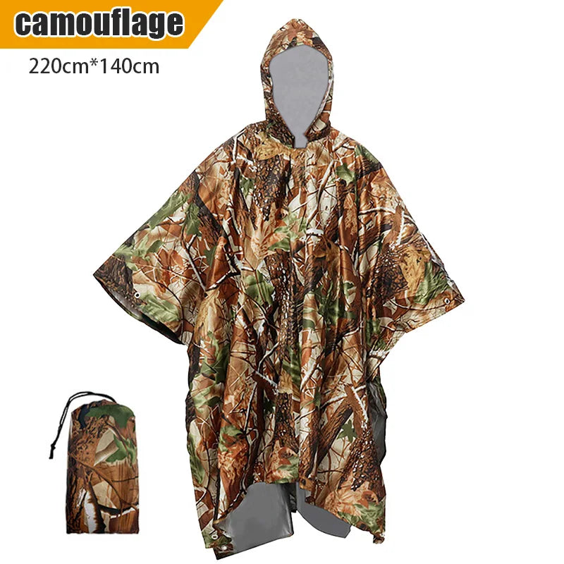 3-in-1 Multifunctional Raincoat – Waterproof Poncho, Jacket & Tent Mat