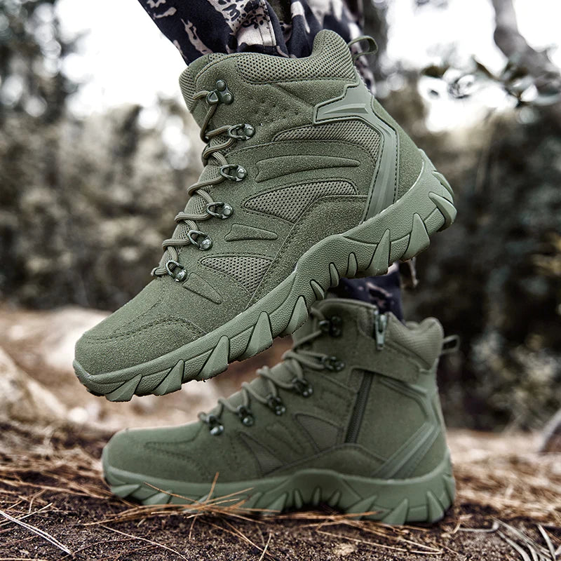 Men’s Tactical Hiking Boots – Military-Style Outdoor Boots with Side Zippers