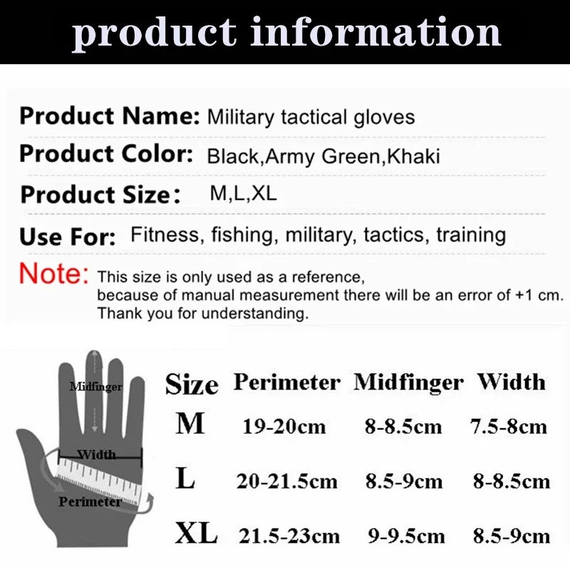 Tactical All Finger Gloves Male Outdoor Sports Riding Mountaineering Army Fans Special Forces Combat Training Anti slip and Wear