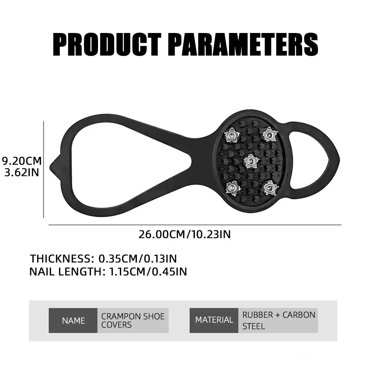 1 pair 5 Studs Anti-Skid Ice Snow Camping Walking Hiking Shoes Winter Safety Boots Universal Professional Climbing Crampons
