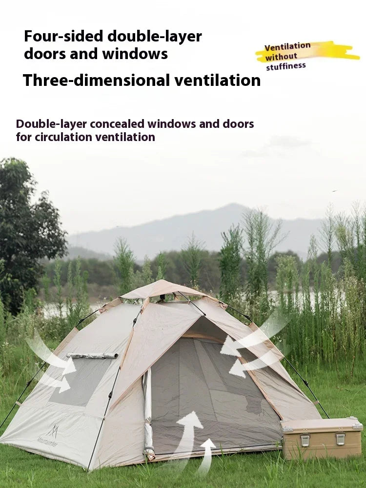 MOUNTAINHIKER Outdoor Tent – Fully Automatic, Quick-Opening, Rainproof & Sun-Resistant (3-4 Person)
