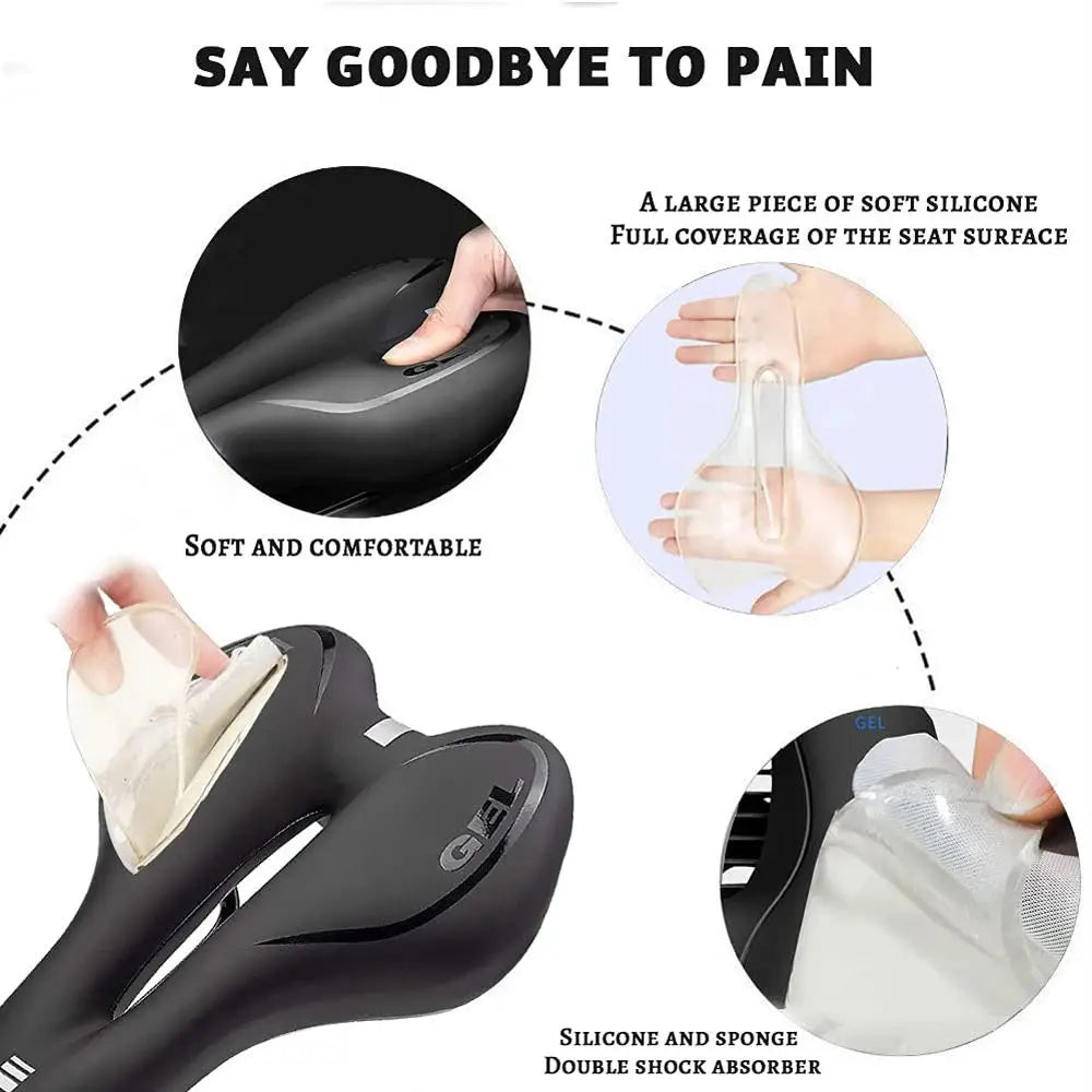 Silicone Cushion Bike Saddle – PU Leather, Shockproof & Comfortable