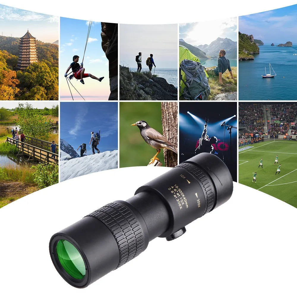 Military Metal 10-300x40 Zoom Len Spin Monoculars Professional Long Range Telescope Mobile Phone Photo Binoculars for Hunting