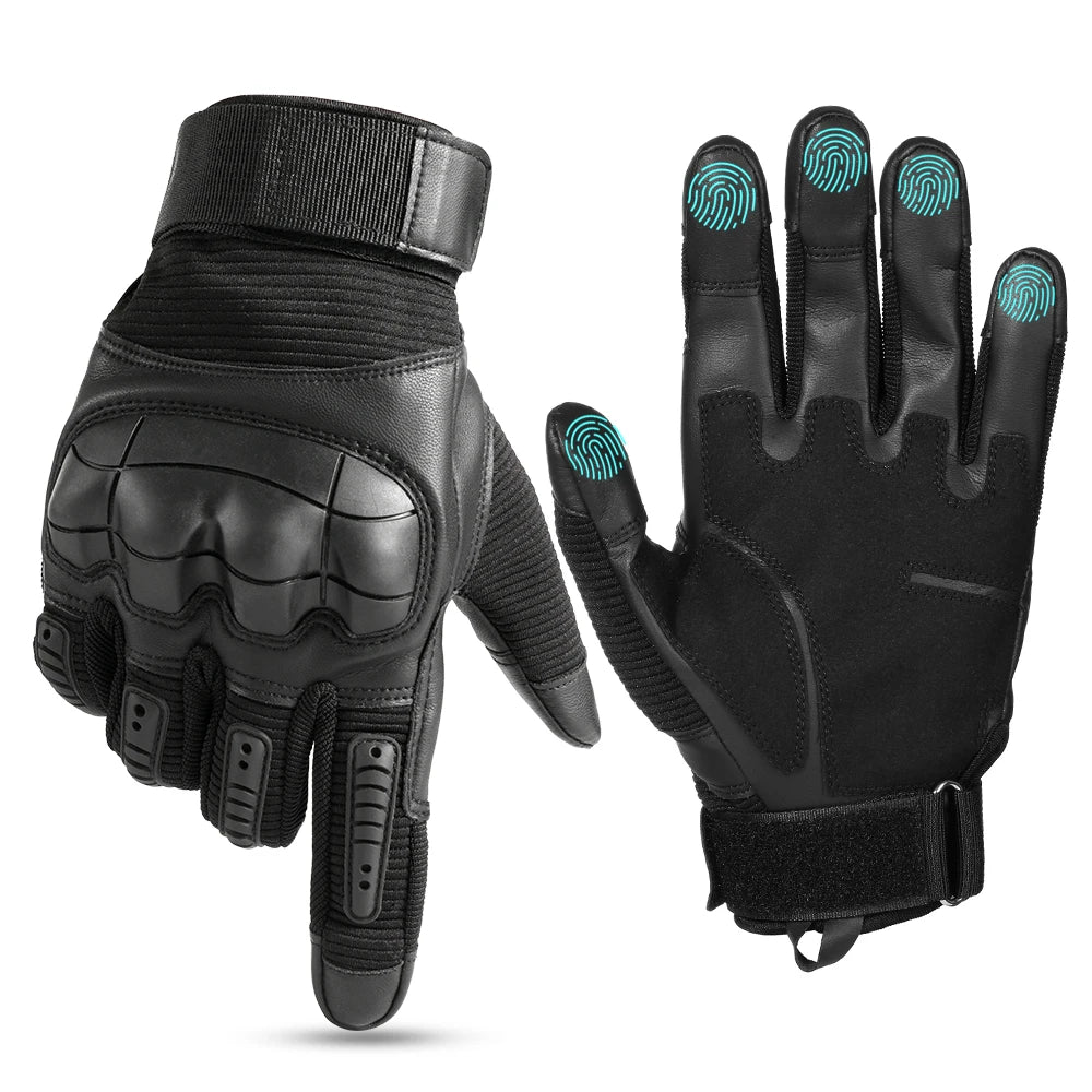 Tactical Gloves Touch Screen PU Leather Outdoor Cycling Sport Hiking Camping Hunting Shooting Bicycle Motorcycle Protective Gear