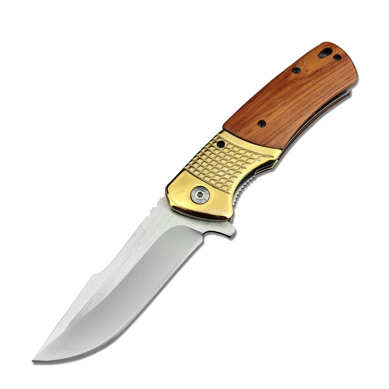 Camping DA96 Folding Knife Fishing Fruit Knife Brass+Colorful Wood Handle Hunting Self Defense Rescue EDC Folding Knife