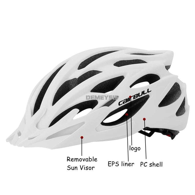 Integrated Mountain Bike Helmet with Removable Goggles, Visor & Taillight