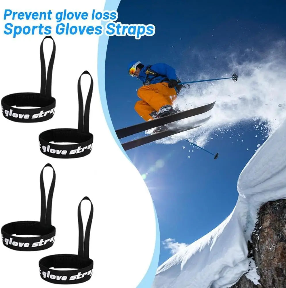Sport Glove Safety Straps – Elastic Wrist Leash for Ski & Snowboard Gloves