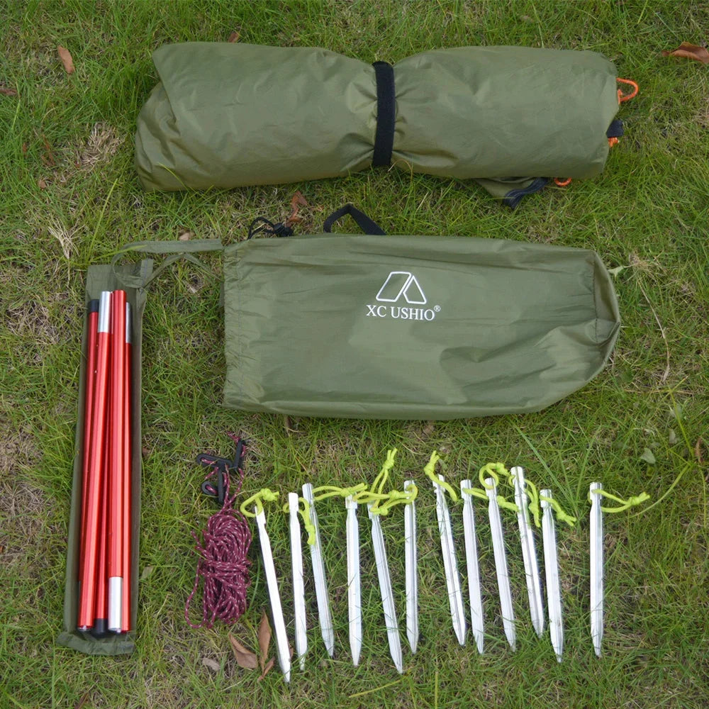 AeroPeak Silnylon Pyramid Tent – Ultralight Rodless Shelter for 3–4 People