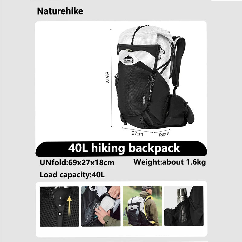 Naturehike 40L Ergonomic Camping Backpack Large Capacity Men's Hiking Backpack with Rain Cover Outdoor Travel Hiking Backpack