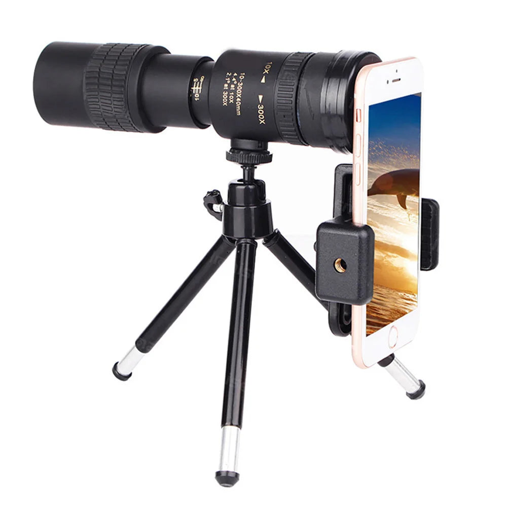 Military Metal 10-300x40 Zoom Len Spin Monoculars Professional Long Range Telescope Mobile Phone Photo Binoculars for Hunting