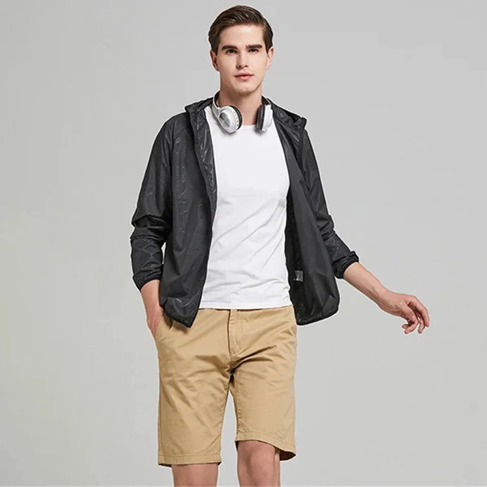 Camping Rain Jacket – Unisex Waterproof Sun Protection Windbreaker