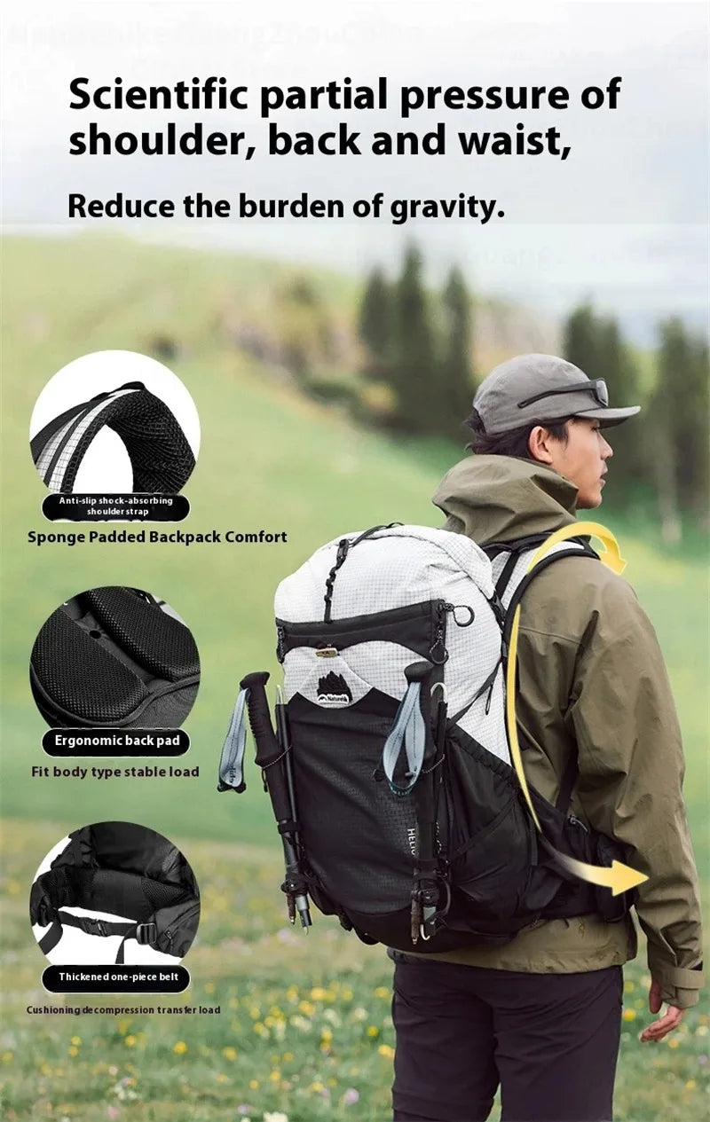Naturehike 40L Ergonomic Camping Backpack Large Capacity Men's Hiking Backpack with Rain Cover Outdoor Travel Hiking Backpack