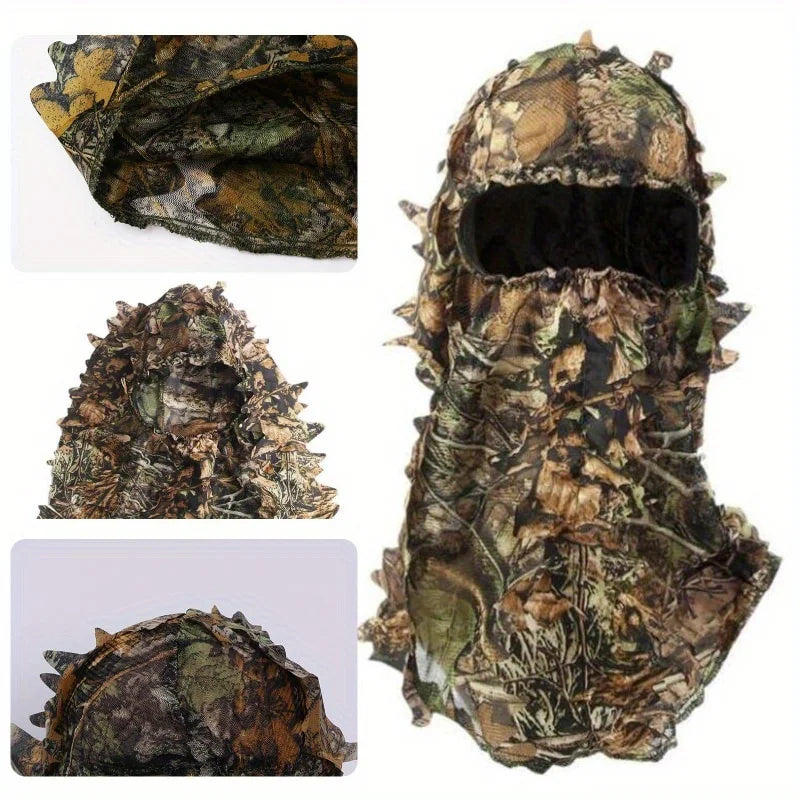 1pc 3D Camouflage Leafy Hat & Full Face Mask – Turkey Camo Hunting Gear