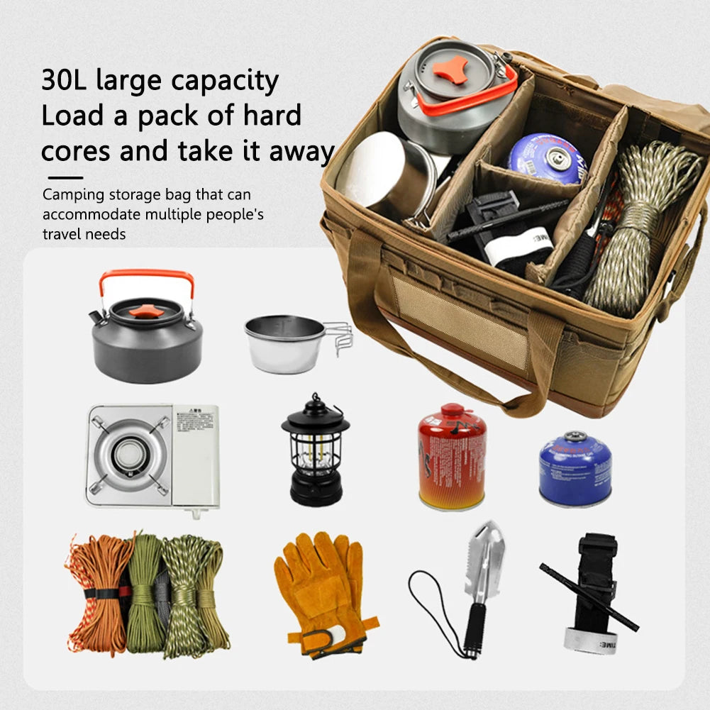 Camping Storage Bag Multi-Functional Outdoor Pack Heavy-Duty Cooking Gear Bag For Camping30L Multi-size Utility Camping Supplies