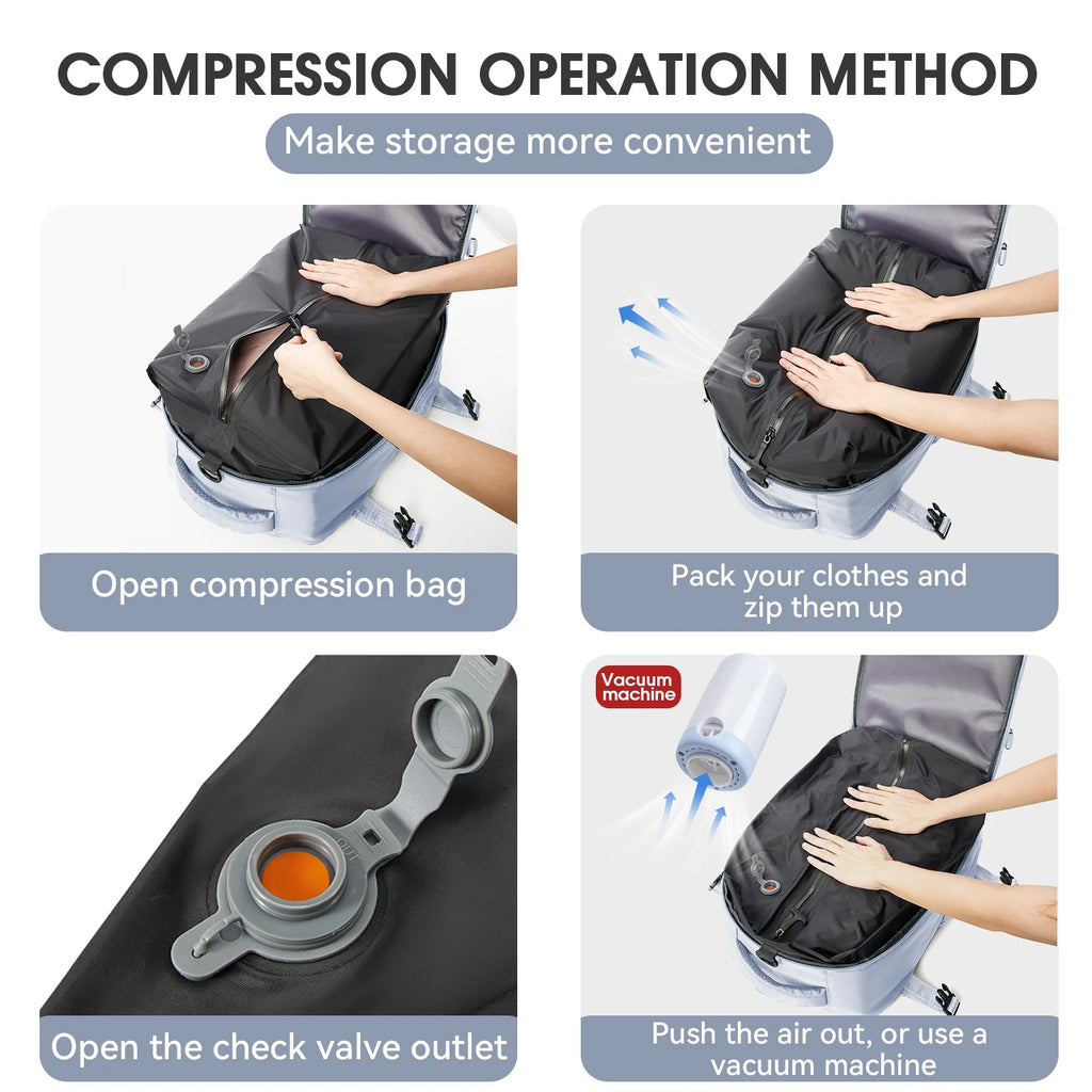 Camping Vacuum Travel Backpack For Women Men，Student Travel Cabin Vacuum Compression Backpack, 15.6 in laptop backpack Schoolbag